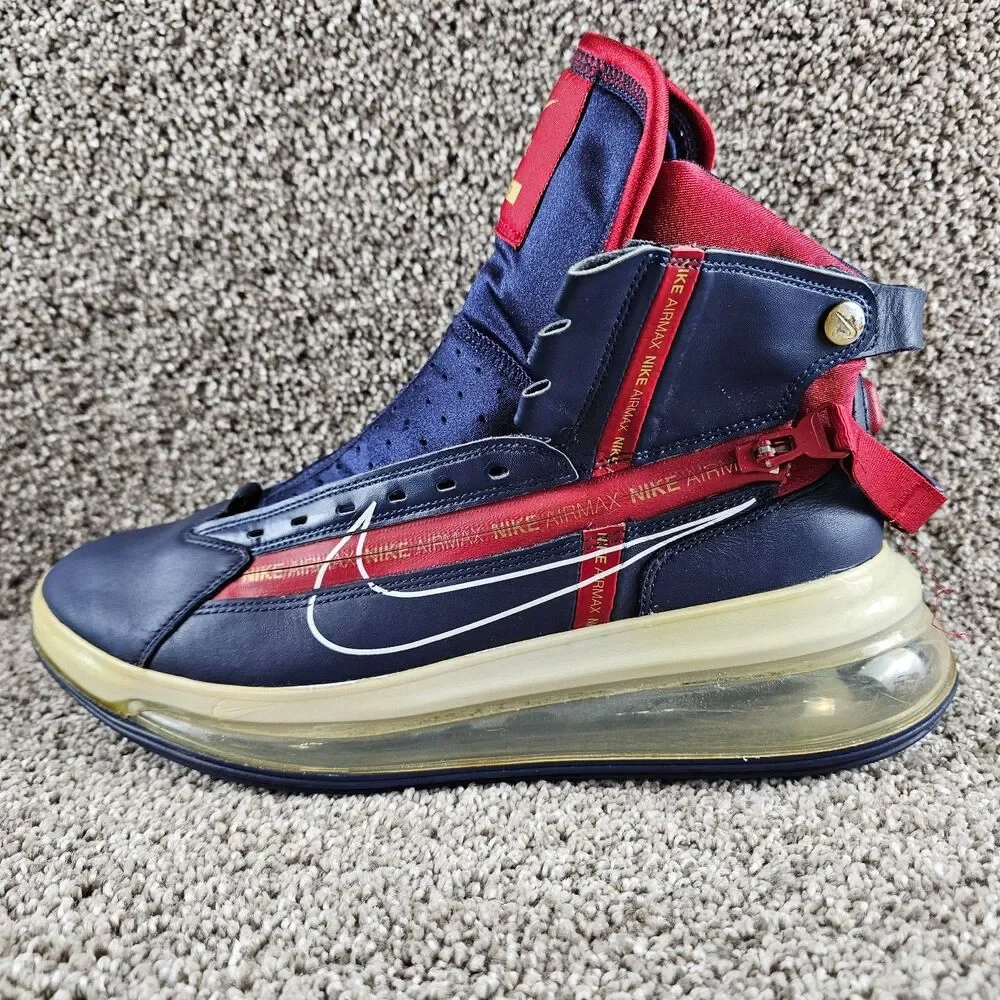 Mens 11 Nike Air Max 720 Saturn Midnight Navy Red Shoes Sneaker AO2110-400
